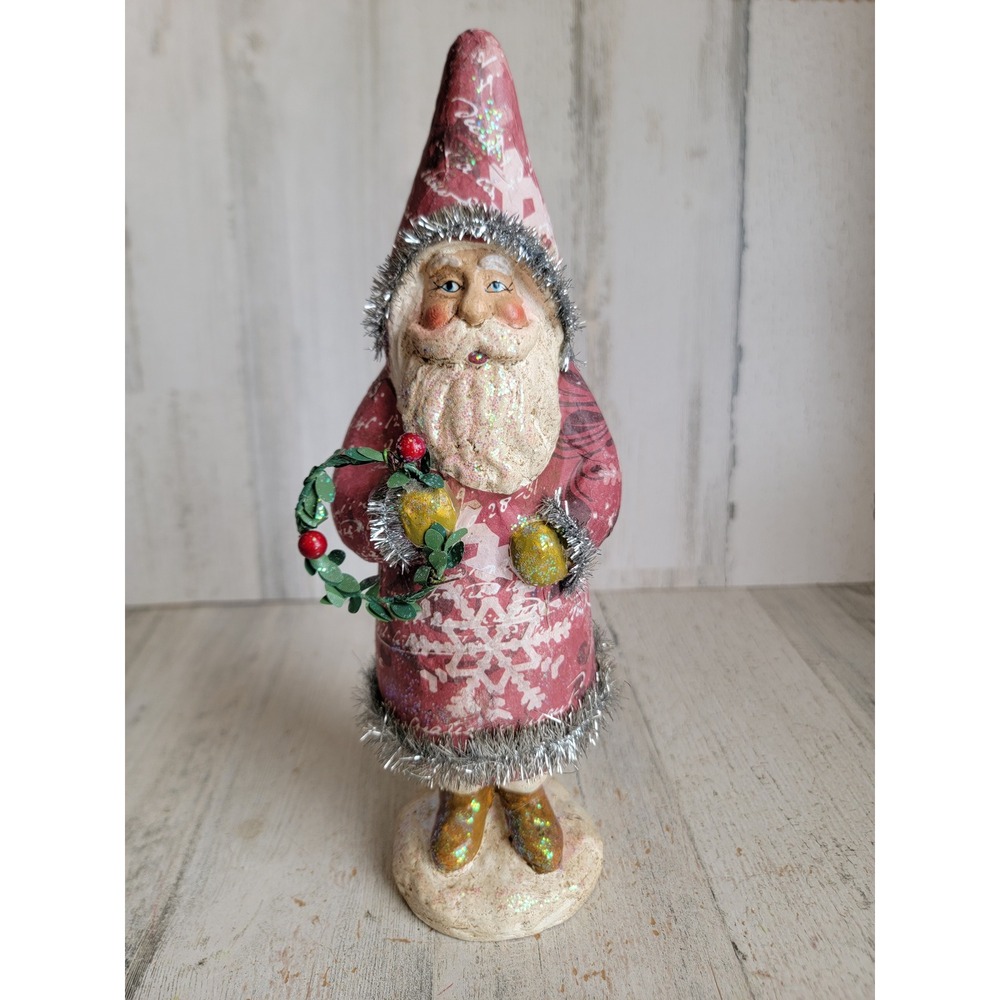 Vintage belsnickel wreath Santa Claus Xmas home decor figure snowflake